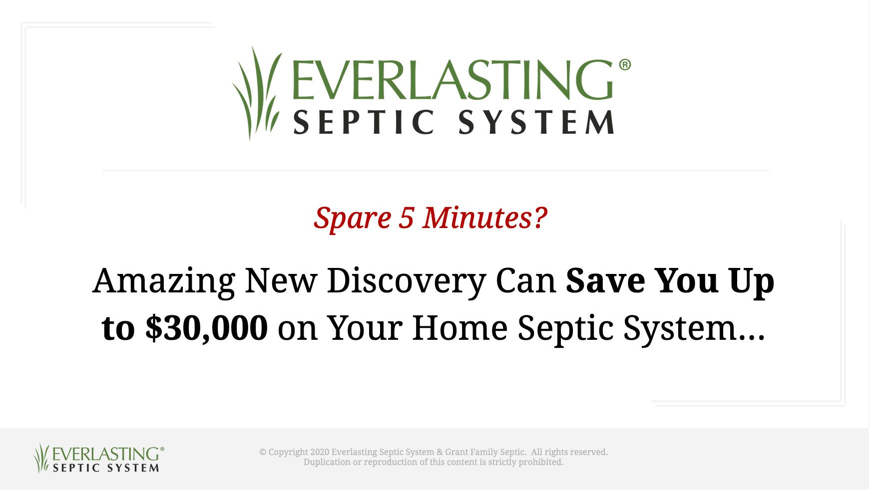 Everlasting Septic System eliminates Septic System Replacement