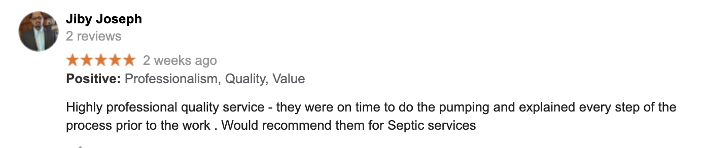 Grant's Septic Techs review by Jiby Joseph